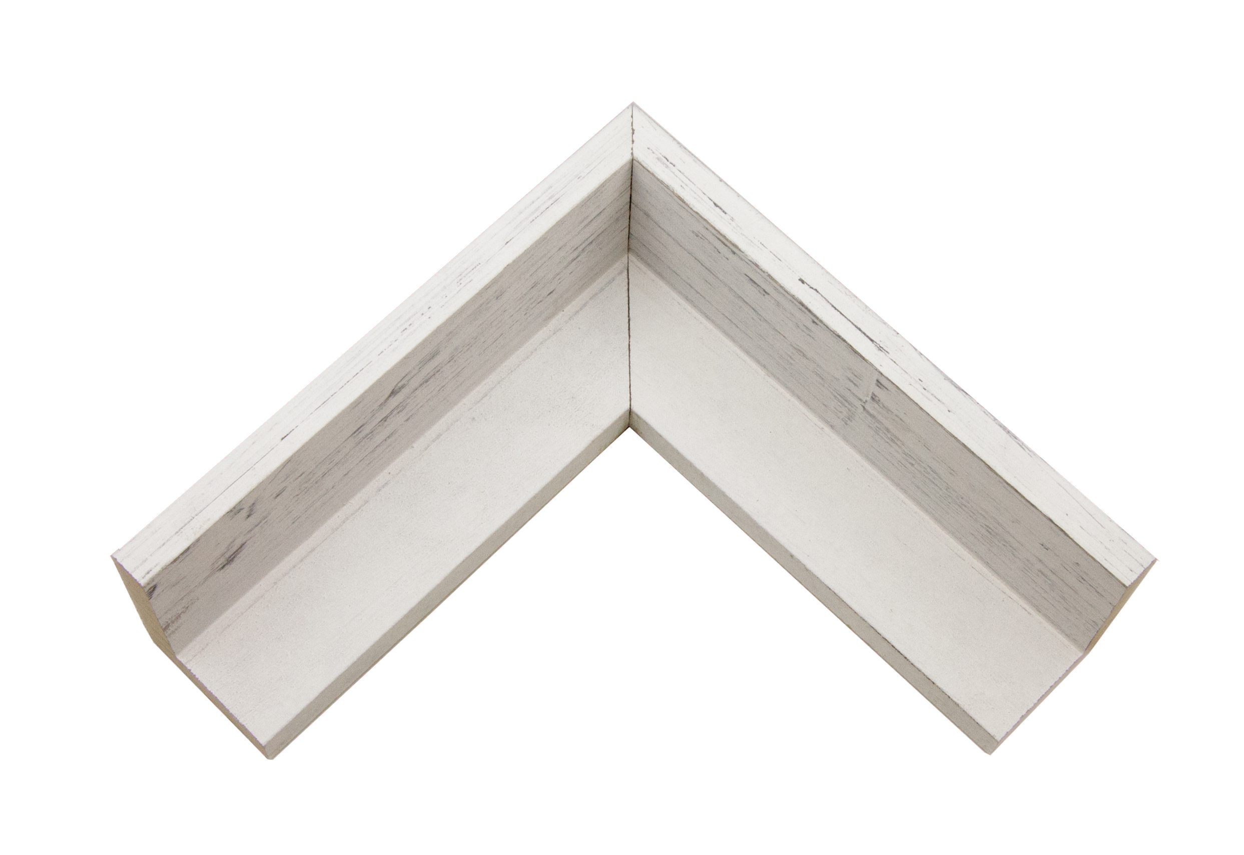 11/2 inch Rabbet Depth Weathered White Floater Frame Corner Sample or