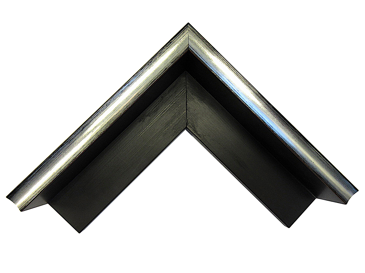19/16 inch Rabbet Depth Silver and Black Floater Frame Corner Sample