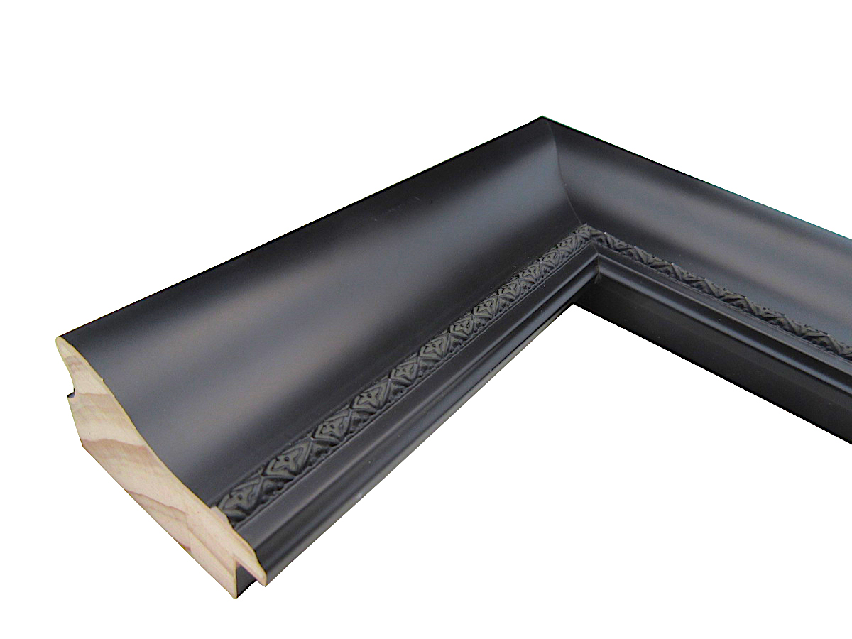 Black with Ornate Edge 21/8 inch Wide Picture Frame Corner Sample or