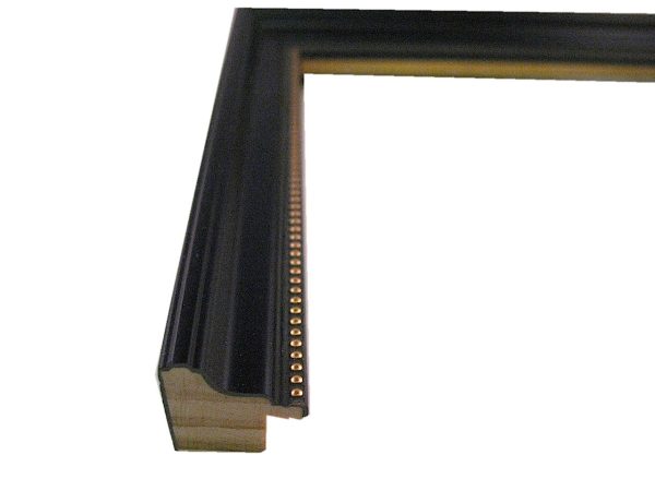 Frame Rabbit Frame Lip OM-79074: 3/4″ Wide Satin Black, Sloped Wood Frame with Silver Beaded ...
