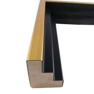 80519-G Black and Gold Stepped Floater Moulding at Wholesale Price (7/8" Rabbet Depth) - 99 Feet Cut into 5 ft and 4 ft Sections