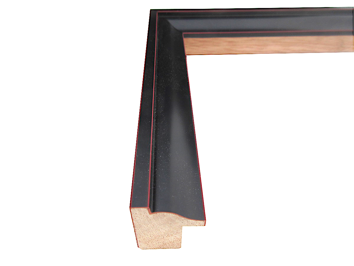 7/8 inch Wide Black with Red Stripes Picture Frame Moulding in 99 Ft