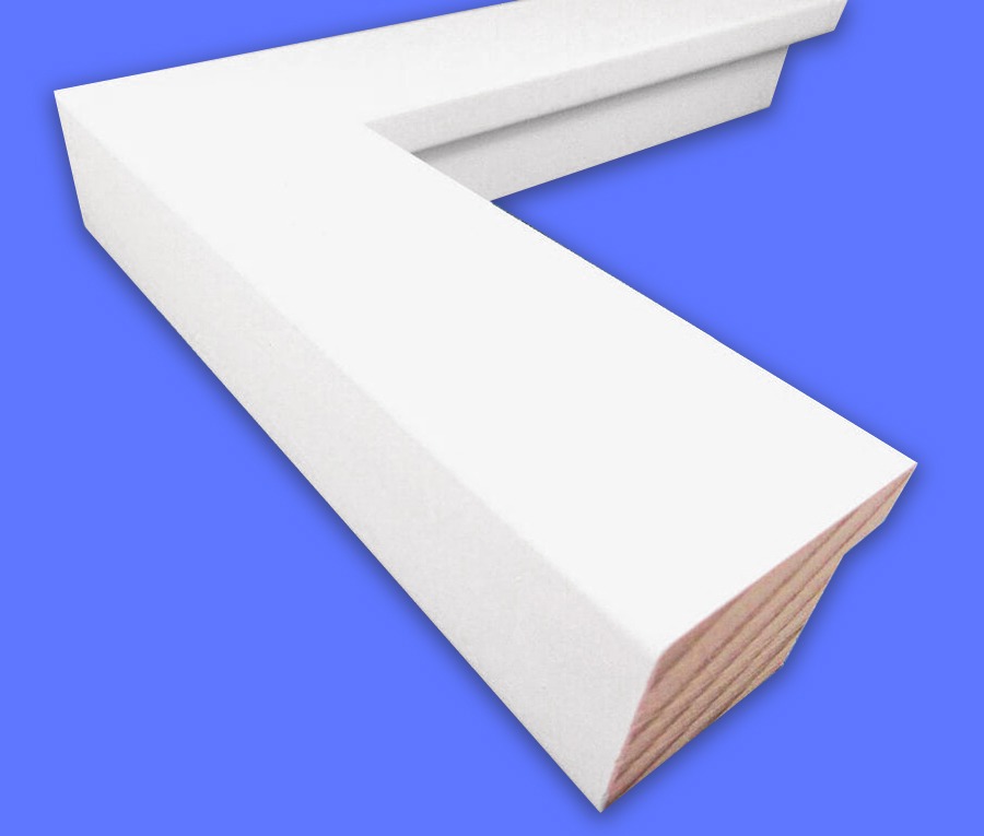 White Flat Face 1-1/2" Wide Picture Frame Moulding in Lengths - N2611-M
