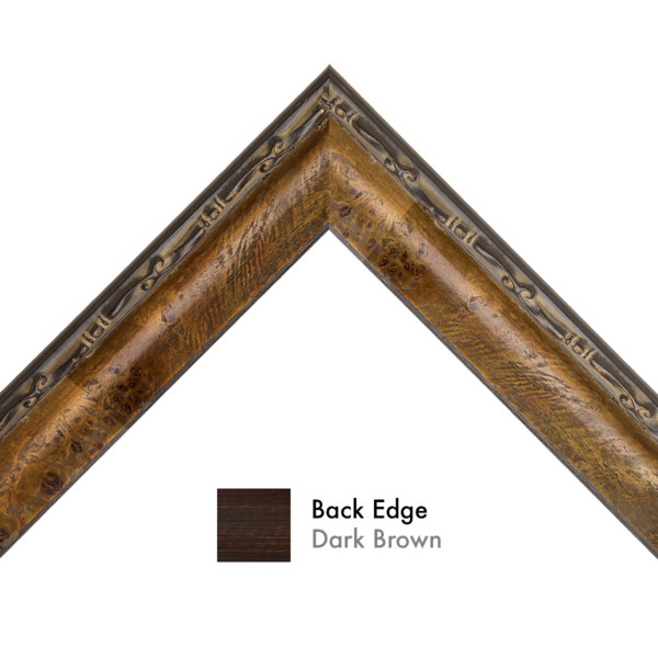 OM-81048: 1 3/4" Wide Scooped Walnut Veneer Wood Frame with Scrolled Edge (9/16" Rabbet)