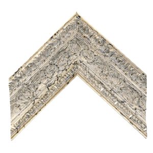 UA-420-2004: 3 Inch Wide Ornate Mottled Silver Sloped Wood Frame (3/8" Rabbet)