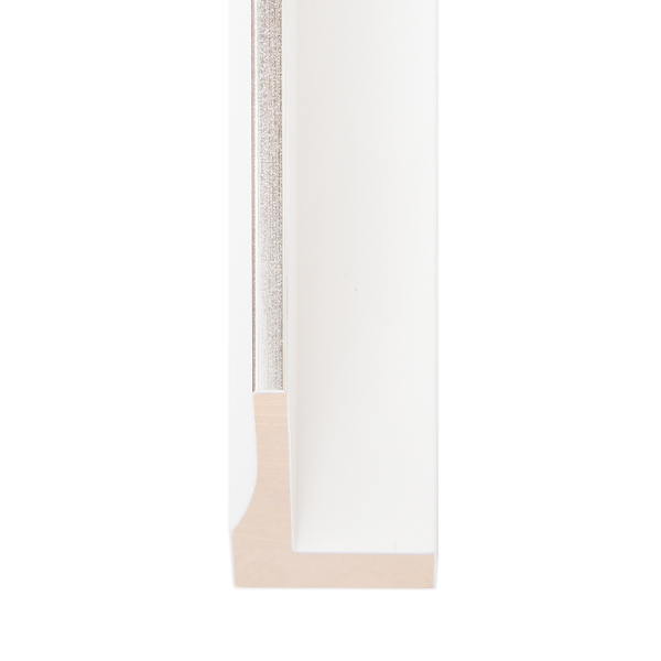 OM-84213: 3/16" Wide Silver Leaf Floater With White Wood Floater Frame (1 1/2" Rabbet)