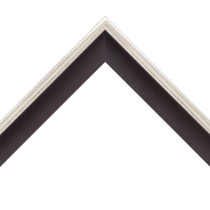 OM-84215: 3/8" Wide Silver Leaf Floater With Black Wood Floater Frame (1 1/2" Rabbet)